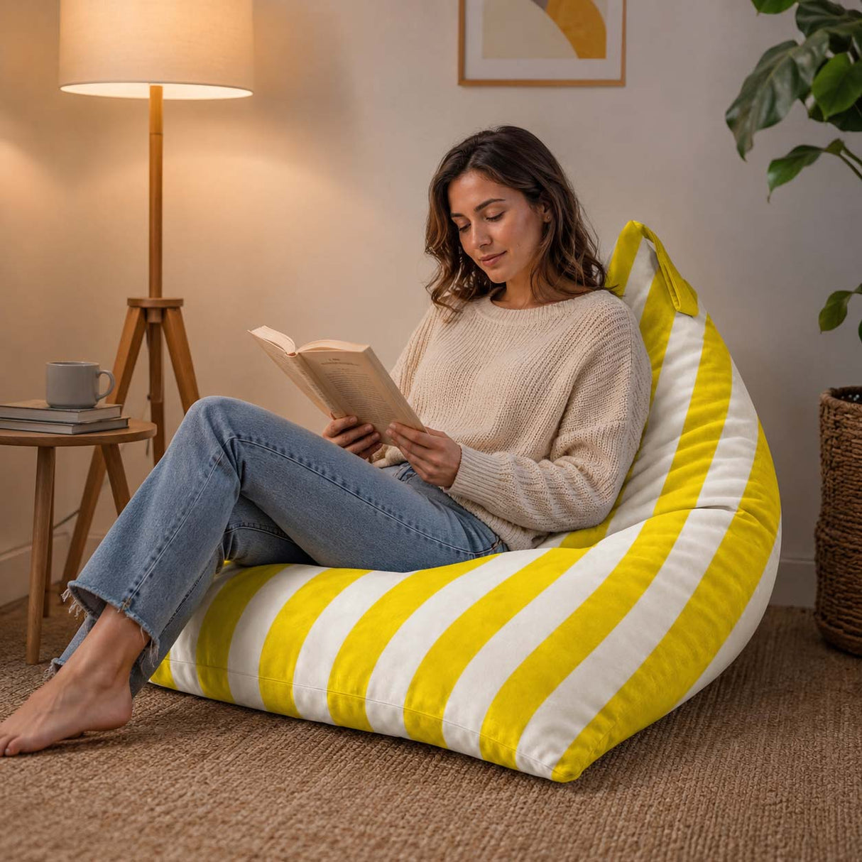 Sitzsack Pillow XL VELVET Bunt Gestreift