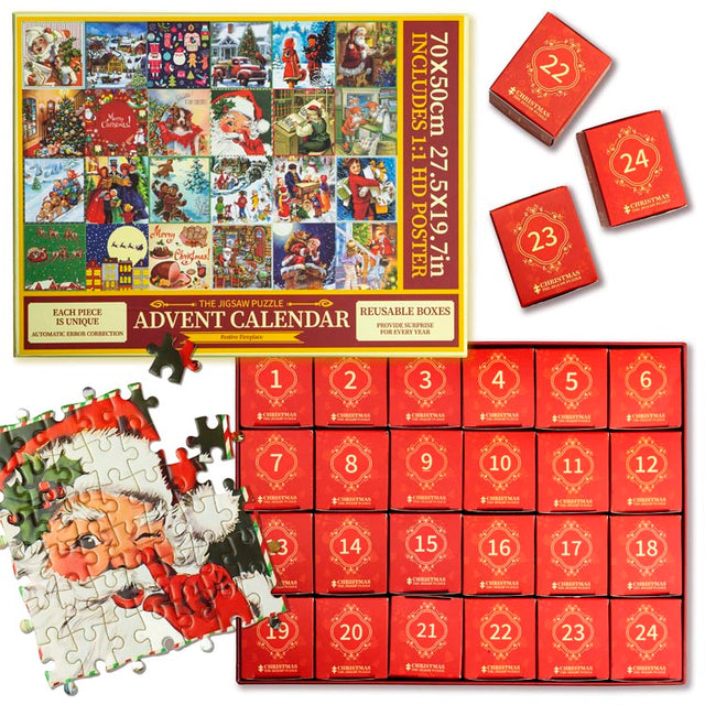 Adventskalender-Puzzle - 24 verschiedene Weihnachtsbilder