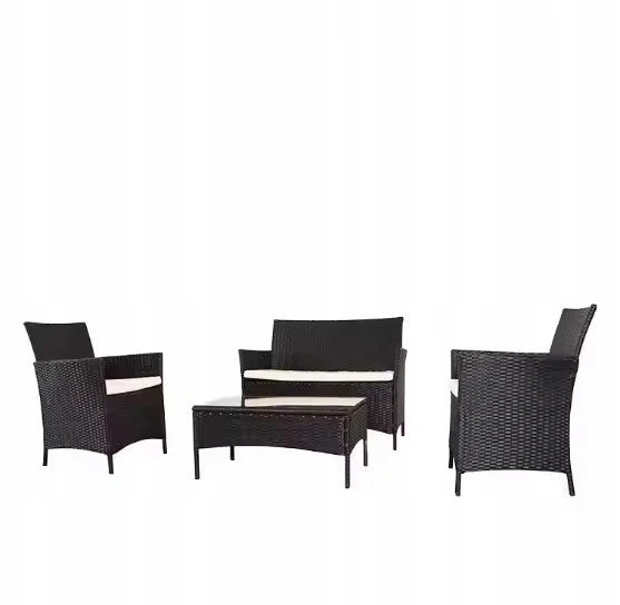 Gartenmöbel-Set aus Rattan für 4 Personen mit Tisch