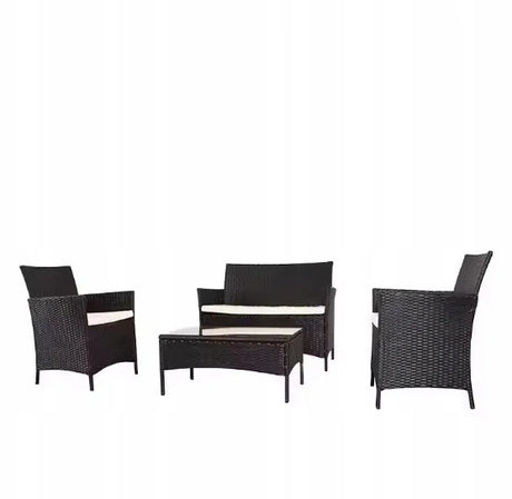 Gartenmöbel-Set aus Rattan für 4 Personen mit Tisch