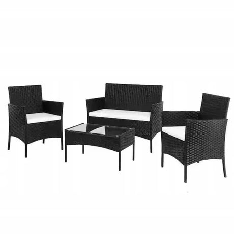 Gartenmöbel-Set aus Rattan für 4 Personen mit Tisch