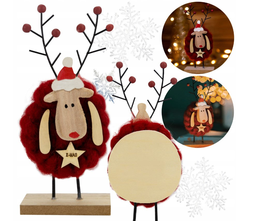 Weihnachtsfigur eines Mädchens auf Skiern, stehende Holzdekoration, 6 x 11 x 12 cm