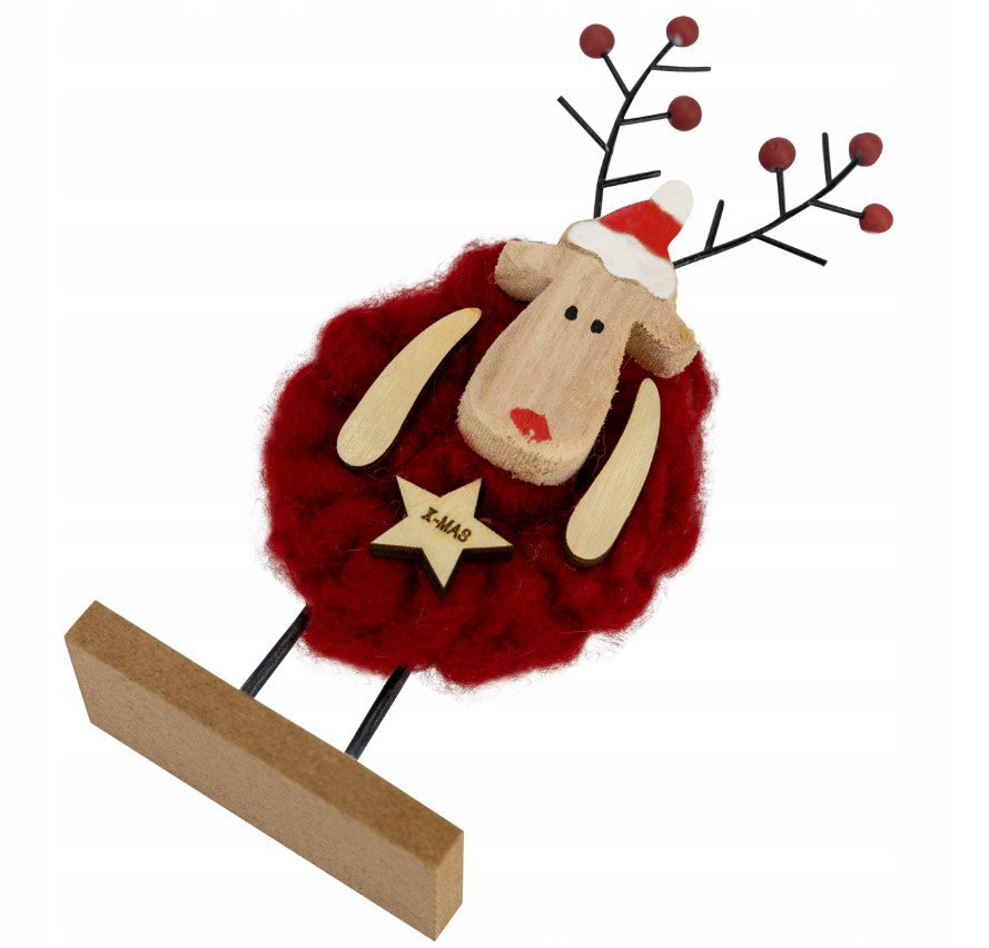 Weihnachtsfigur eines Mädchens auf Skiern, stehende Holzdekoration, 6 x 11 x 12 cm