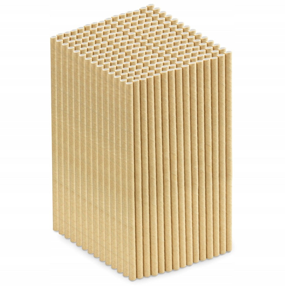 Dicke Papierstrohhalme Braun 20 cm – 200 Stück