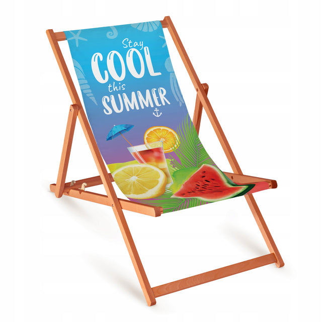 Holz-Liegestuhl Stay Cool This Summer mit orangefarbenem Gestell