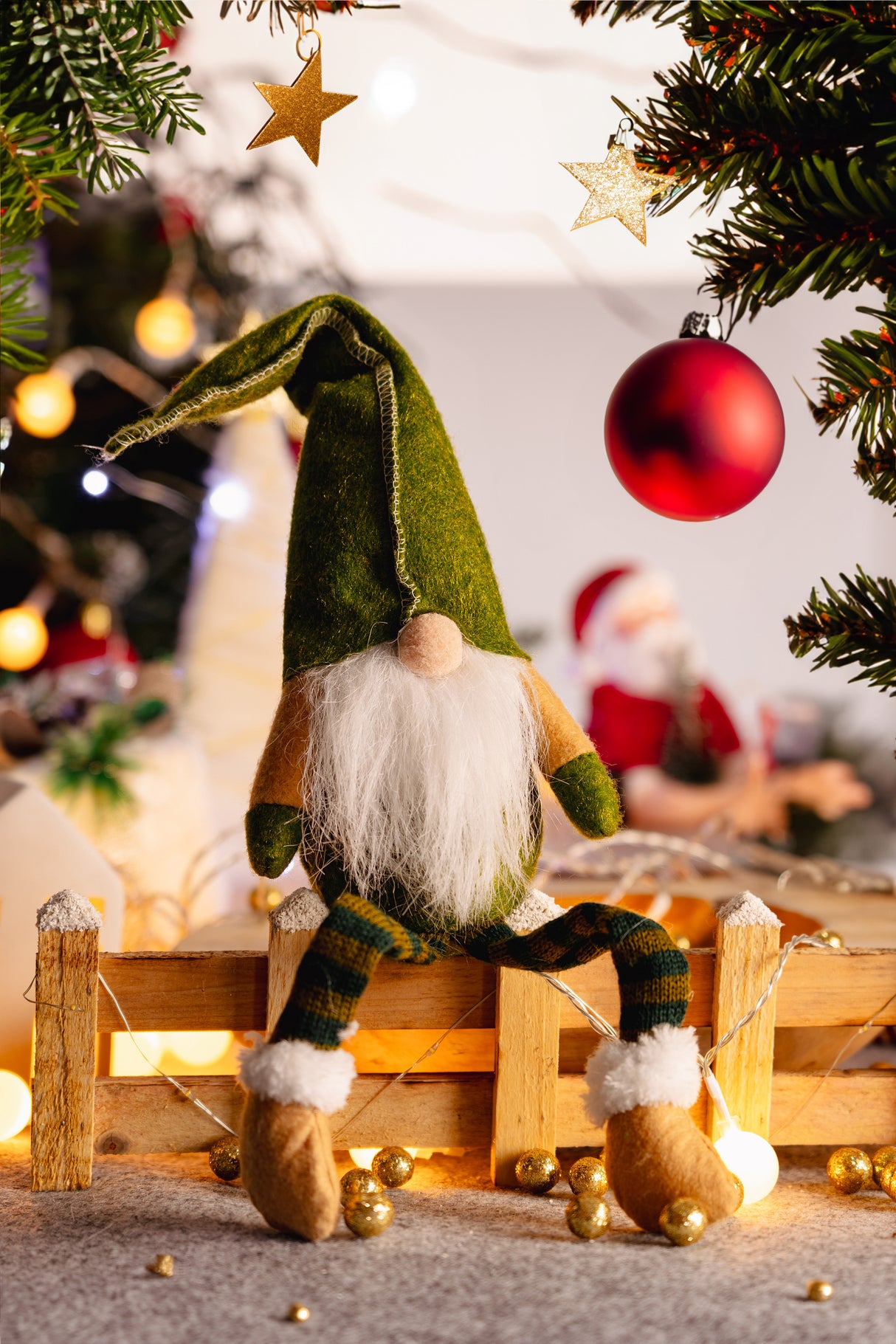 Weihnachtszwerg mit Bart GRÜN 50cm
