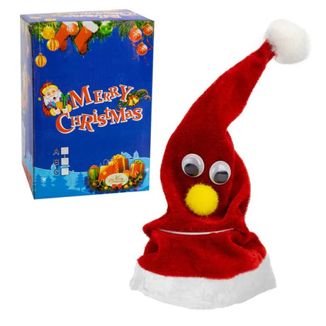 Eine singende Weihnachtsmannmütze, die mit Musik spielt