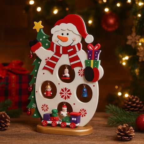 Schneemannfigur aus Holz