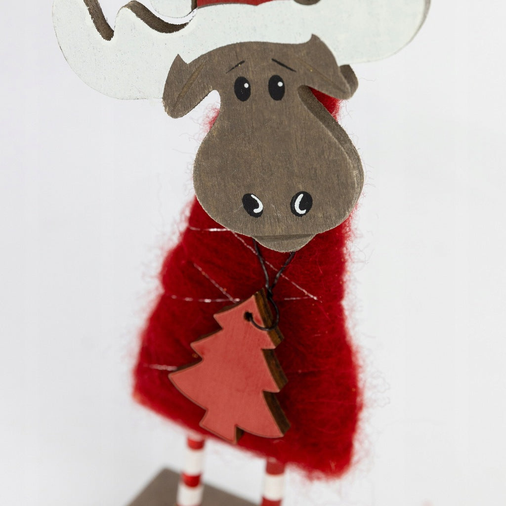 Weihnachtsfigur aus Holz mit Rentiermotiv