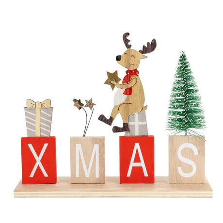 XMAS Weihnachten Holzfigur mit Weihnachtsbaum