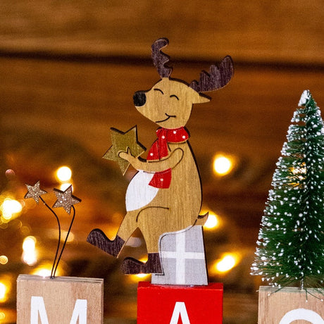 Weihnachtsfigur aus Holz XMAS mit Weihnachtsbaum
