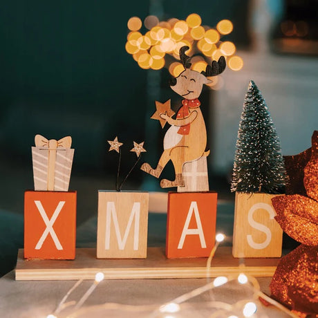 XMAS Weihnachten Holzfigur mit Weihnachtsbaum