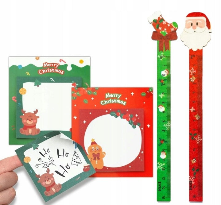 Weihnachtshaftnotizen und Lineale