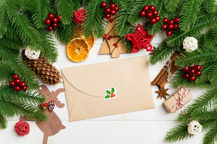 Weihnachtsaufkleber Weihnachtsmann Schneemann Kobold