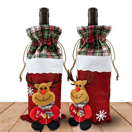 Weihnachtliches Flaschenhüllen-Set 4-tlg.
