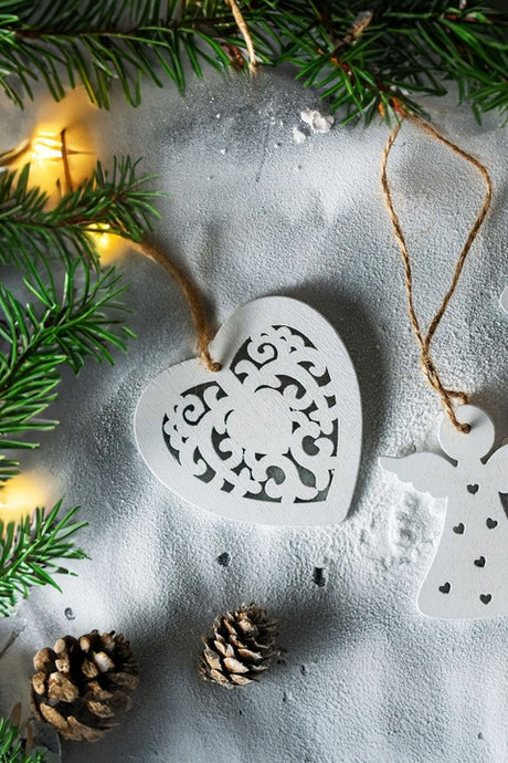 Weihnachtsbaumaufhänger aus Holz DIY HEARTS 6St.