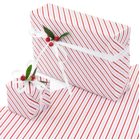 Geschenkpapier weihnachten 70cm/5m rote und weiße Streifen