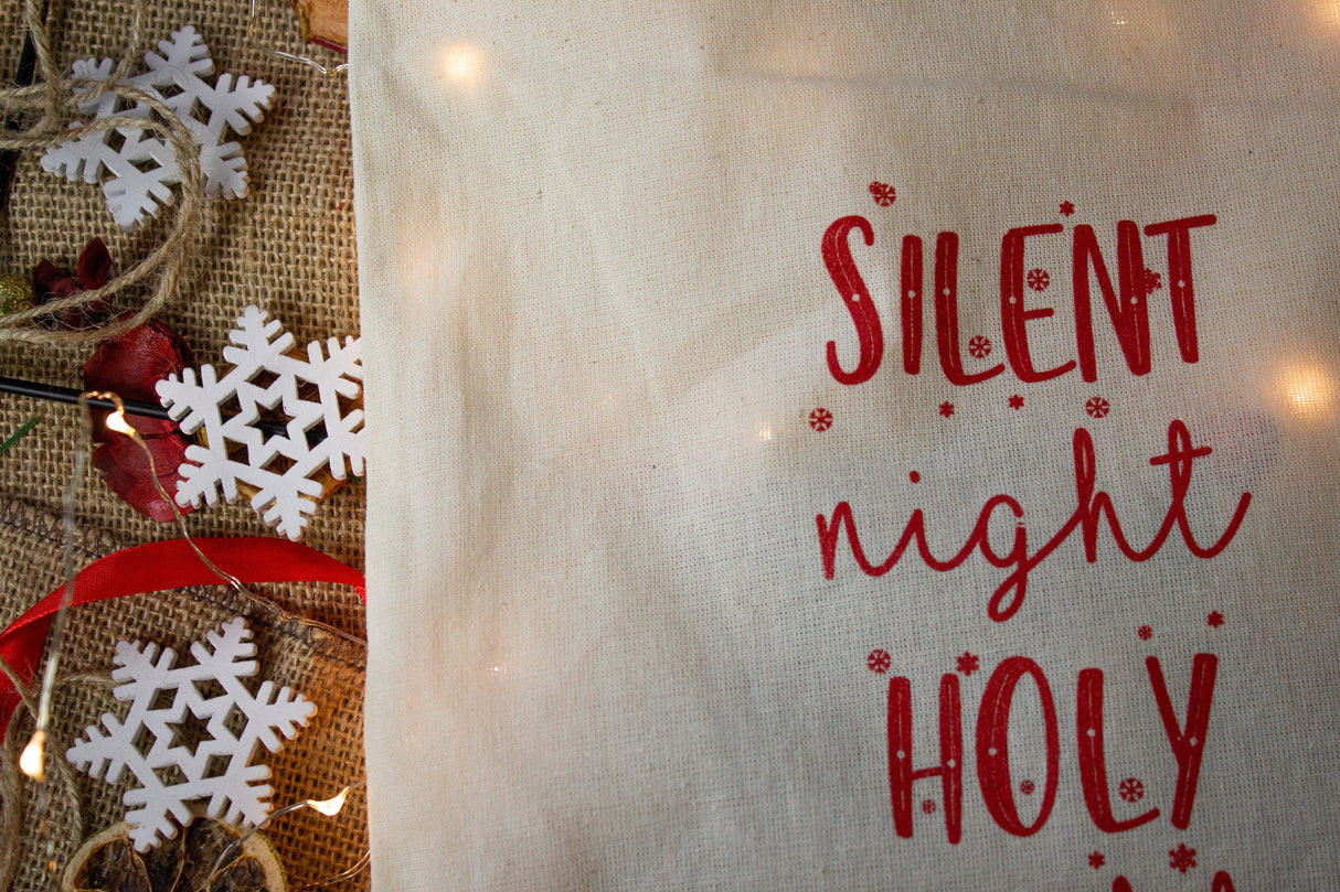 Weihnachts-Baumwolltasche 250x280mm Ecru