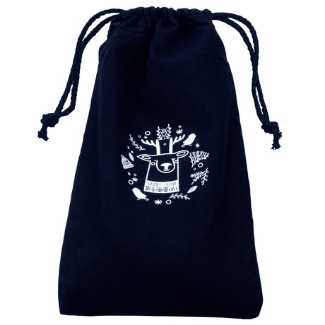 Weihnachts-Baumwolltasche 150x200mm Marineblau mit Rentier-Print