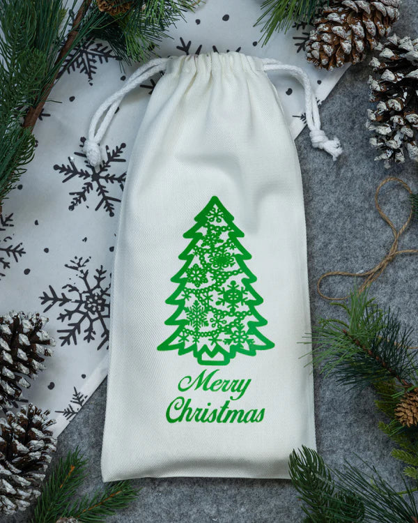 Weihnachtsbeutel aus Baumwolle 18x35cm 220g MERRY Weihnachtsbaum