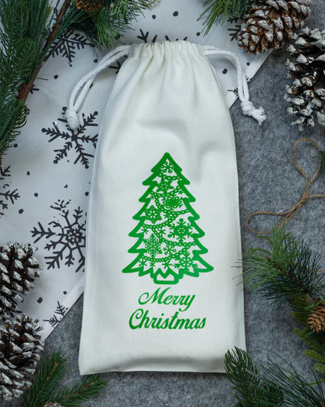 Weihnachtsbeutel aus Baumwolle 18x35cm 220g MERRY Weihnachtsbaum