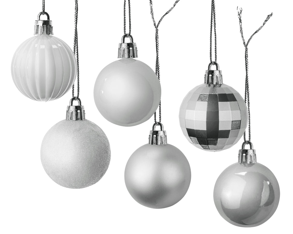 Weihnachtsbaumkugeln set SILBER 36tlg.