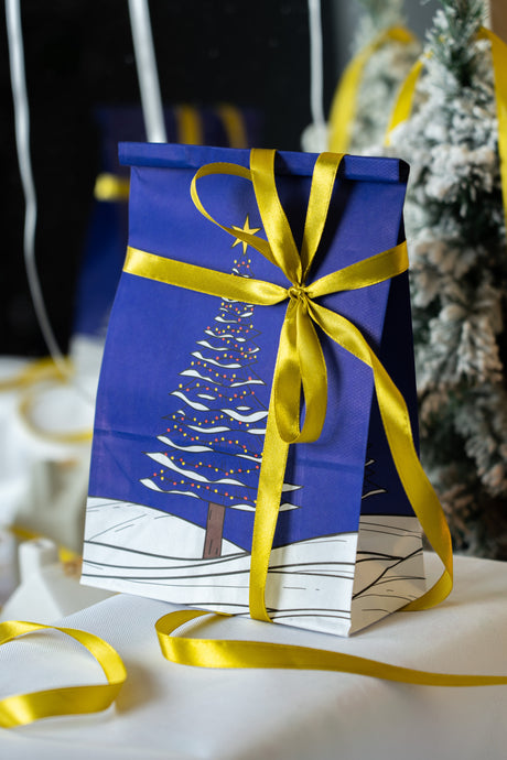 Set Weihnachtsgeschenktüten MARINEBLAU UND GRAU