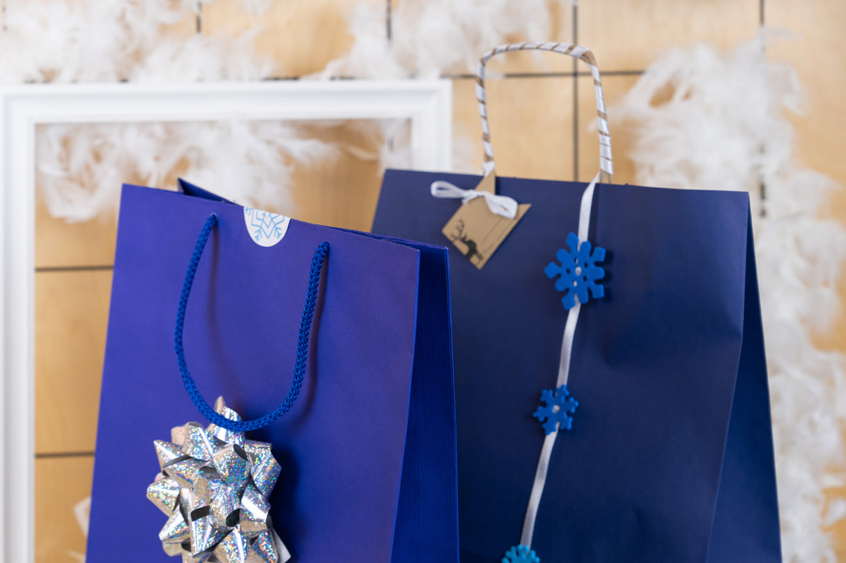 Set Weihnachtsgeschenktüten MARINEBLAU UND GRAU