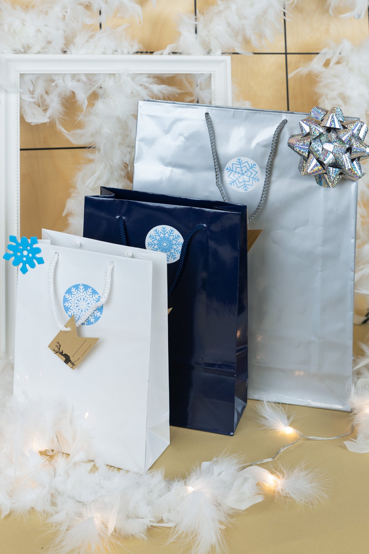Set Weihnachtsgeschenktüten MARINEBLAU UND GRAU