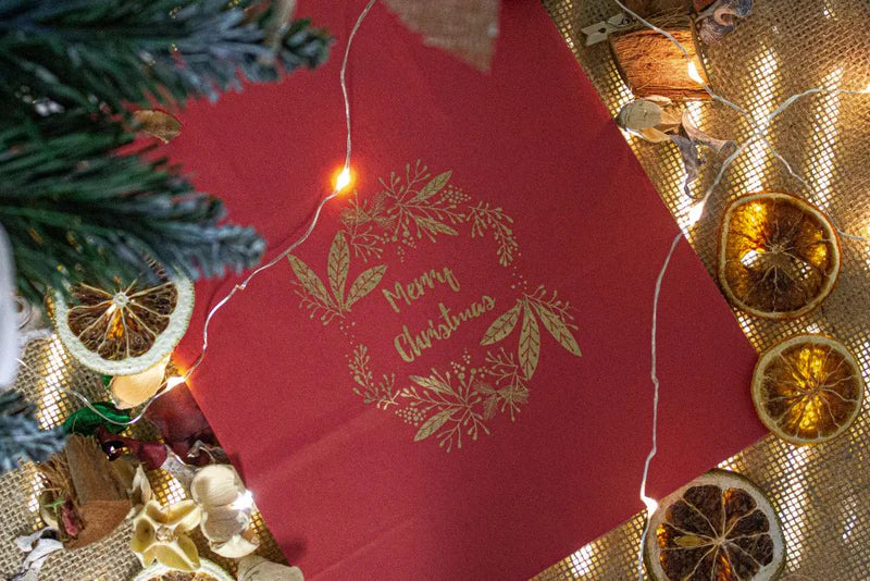 Weihnachtspapiertüte 180x80x220mm Rot FROHE WEIHNACHTEN