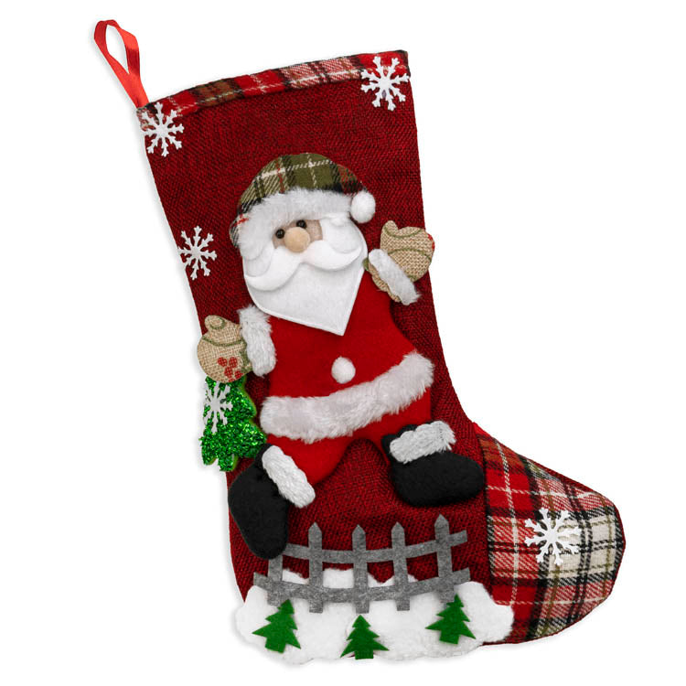 Set mit Weihnachtsstrümpfen und Kamindekorationen, 4-teilig.