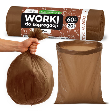 Braune Recycelte Müllbeutel 60L
