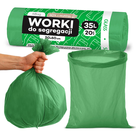 Grüne Recycelte Müllbeutel 35L