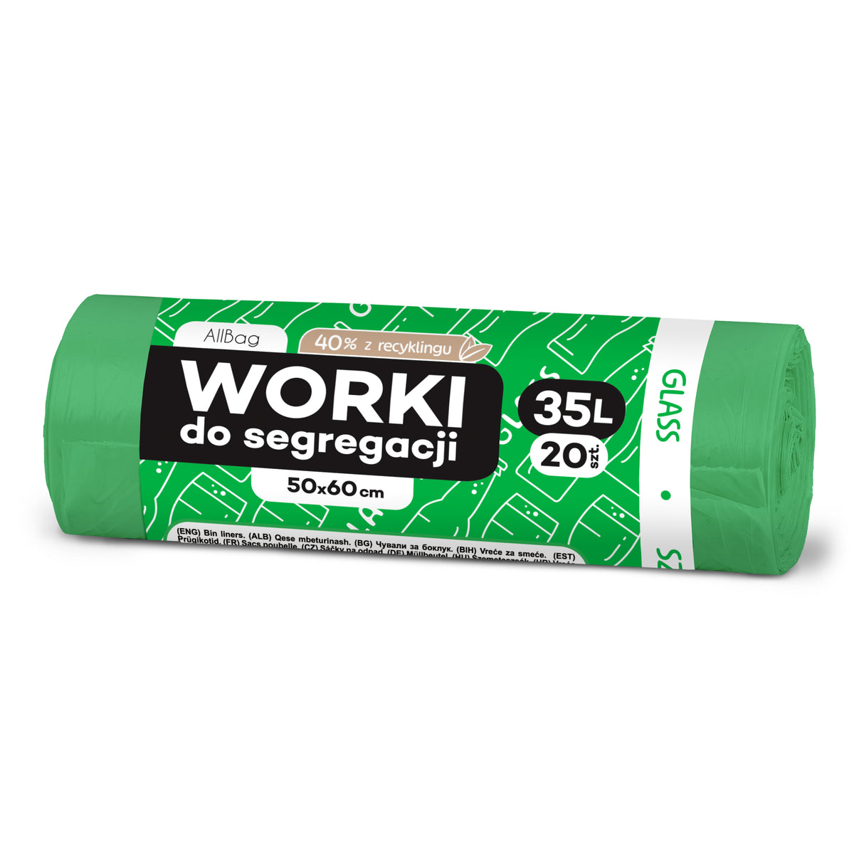 Grüne Recycelte Müllbeutel 35L