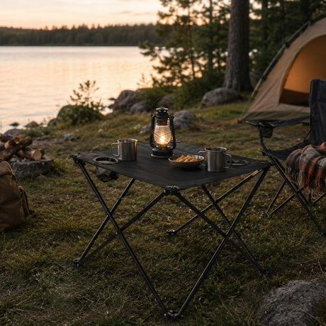 Klappbarer Camping-Beistelltisch mit Getränkehaltern