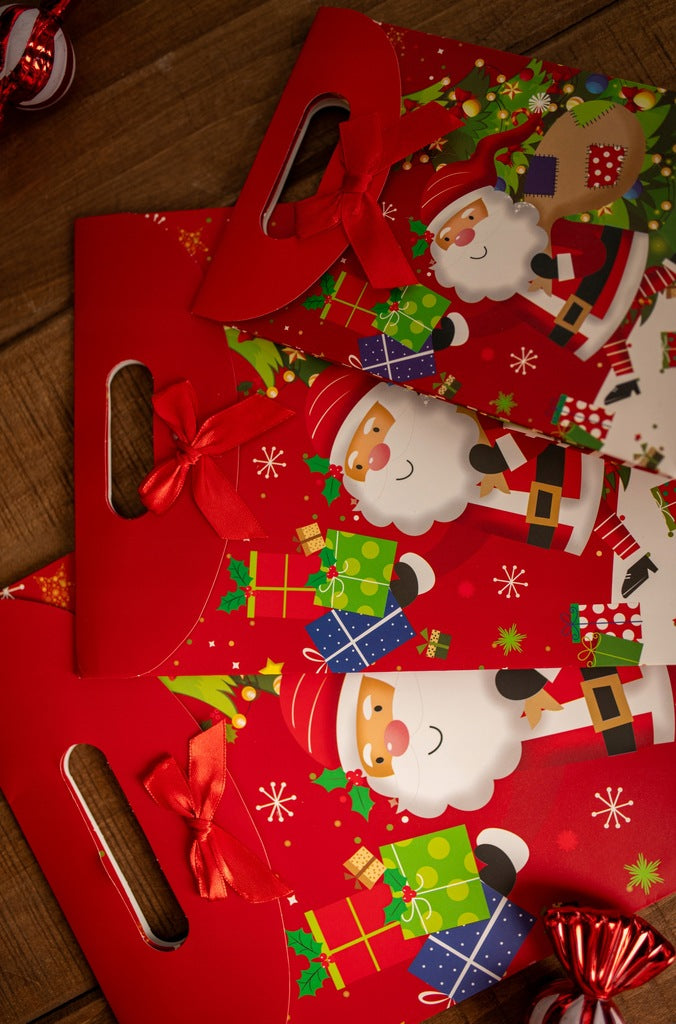 Weihnachts-Geschenktüten Weihnachtsmann mit Klettverschluss, 3 Größen, 3 Stück