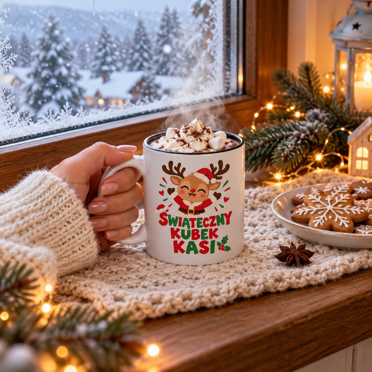 Weihnachtsbecher mit Namen schwarz