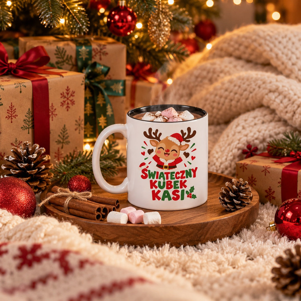 Weihnachtsbecher mit Namen schwarz