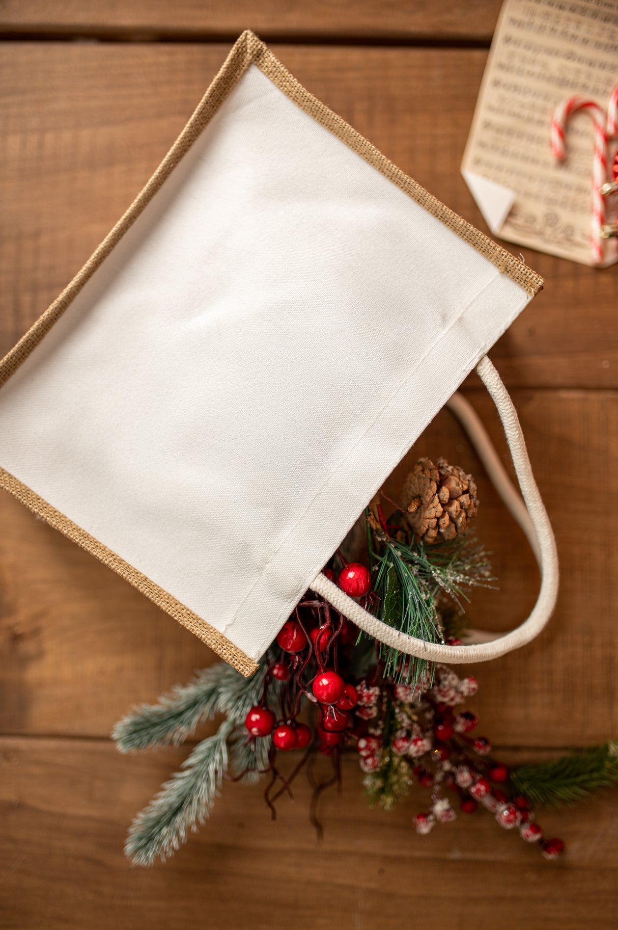 Braun-weiße Jutetasche 320x210x130mm