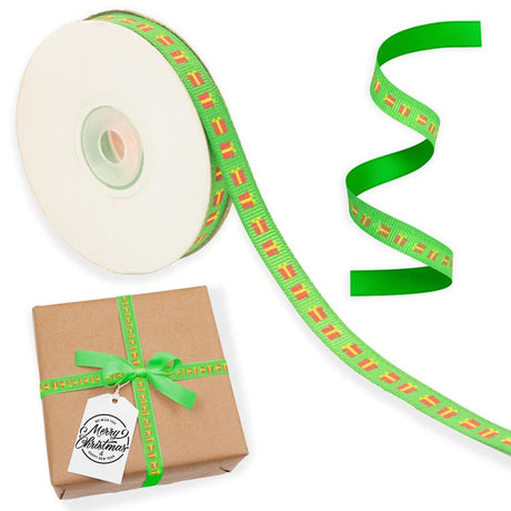 GRÜNES Band mit Schneeflocken 12mm