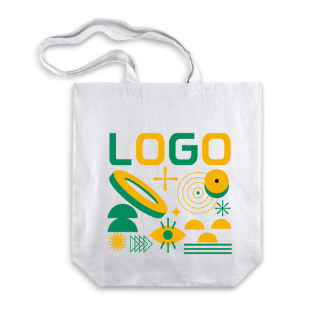 Bedruckte Baumwolltasche mit Boden 380 × 80 × 420 mm, Weiß [mat:mat-tasche-boden:380x80x420:BI]