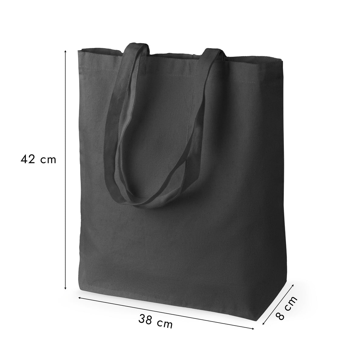 Baumwolltasche 38 x 8 x 42 cm, Henkel 70 cm, 220 g/m², schwarz