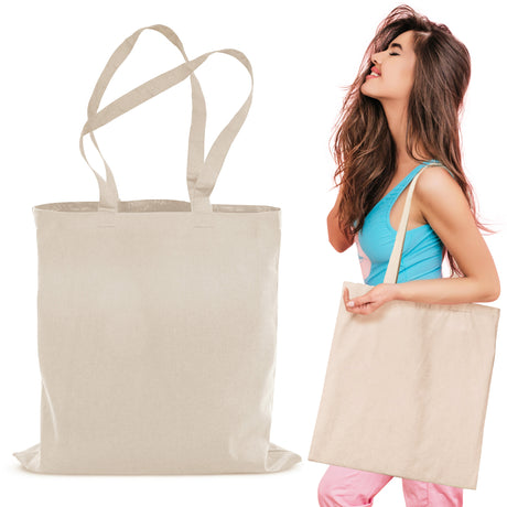 Baumwolltasche 38x42 cm ECRU 220g - dekatiert, Griff 70 cm