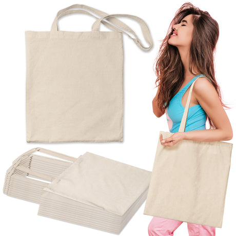Baumwolltasche 38x42 cm ECRU 220g - dekatiert, Griff 70 cm