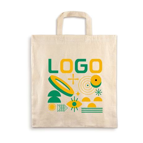 Bedruckte Baumwolltasche mit kurzen Henkeln 380 × 420 mm, Natur [mat:mat-tasche-35:380x420:EC]