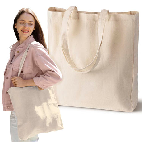 Baumwolltasche 38x8x8x42 cm Ecru SANDIEGO mit langem Henkel