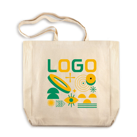 Bedruckte Baumwolltasche mit Boden und Seitenfalten 380 × 80 × 80 × 420 mm, Natur [mat:mat-tasche-falten:380x80x80x420:EC]