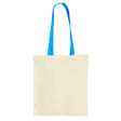 Natur Baumwolltasche 36x40cm 220g/m2 mit verstärktem blauem Griff