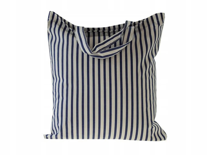 Baumwolltasche Blau gestreift 380×420 mm 145 g Griff: 35 cm