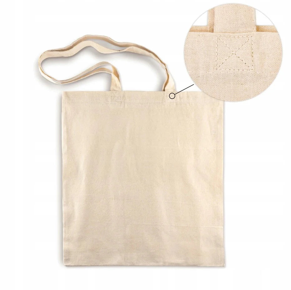 Baumwolltasche Ecru mit langem Griff, 38 x 42 cm